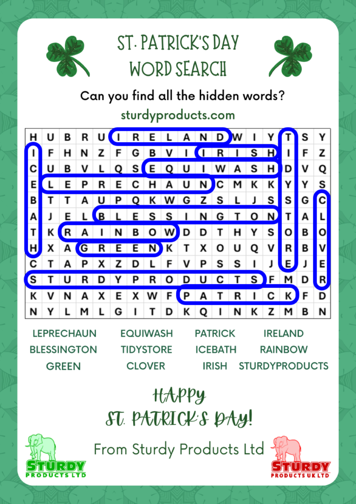 St Patricks Day Word Search - solution